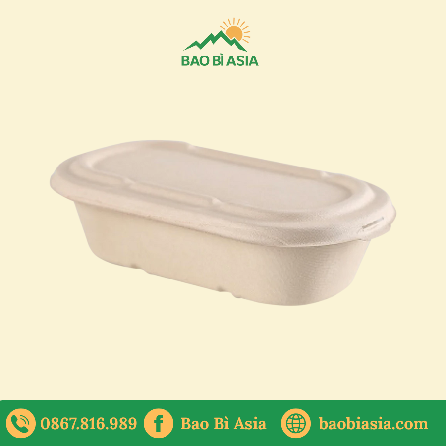 Tô bã mía trắng Oval 1000ml + nắp giấy (không nóng) Tô bã mía trắng Oval 1000ml + nắp giấy (không nóng)